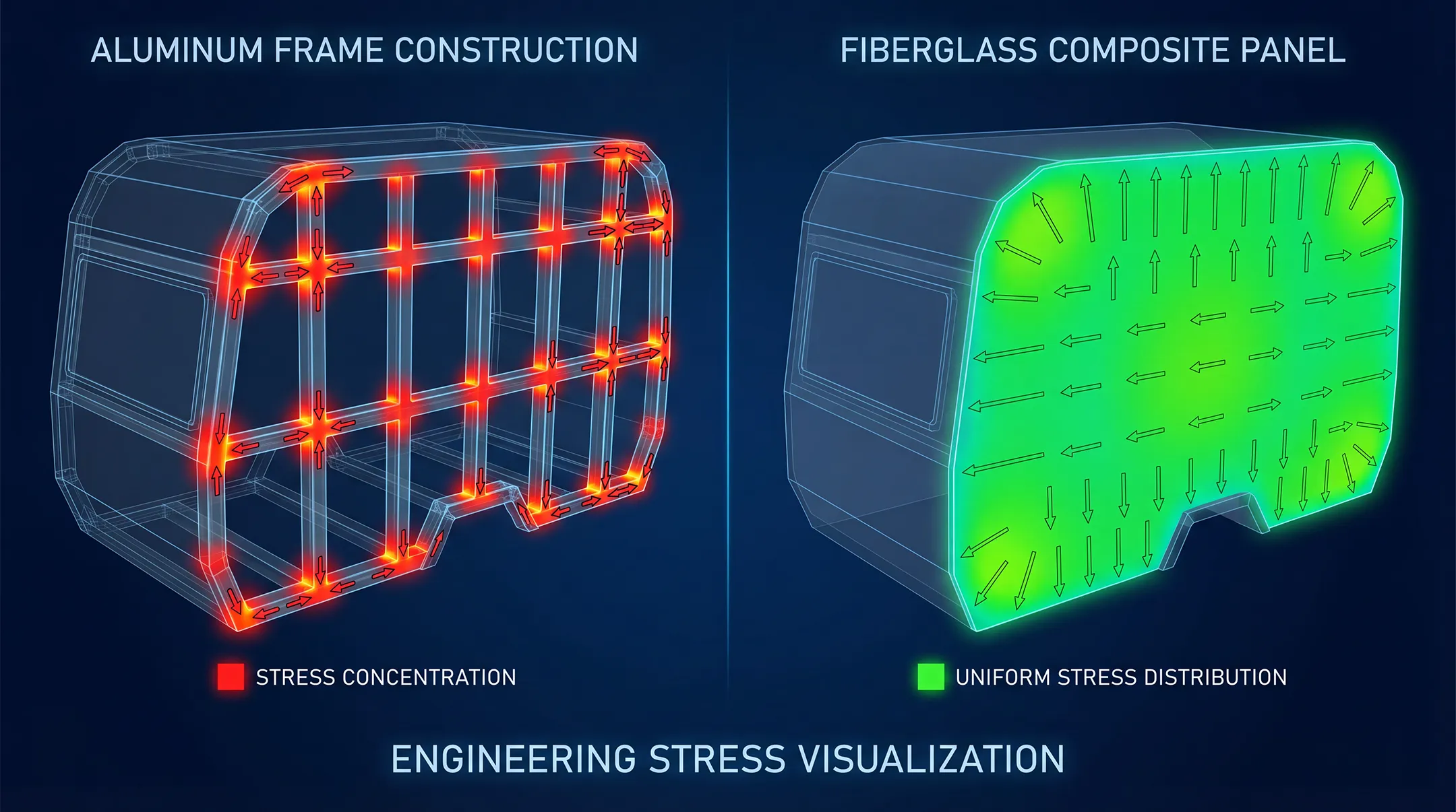 Engineering Stress Visualization: Aluminum Frame vs Fiberglass Composite